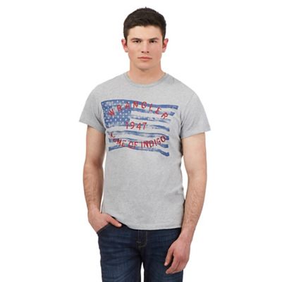 Wrangler Grey faded flag print t-shirt